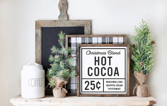 Hot Cocoa Bar, Hot Cocoa Bar Sign, Hot Cocoa Sign, Winter Sign, Winter Decor, Farmhouse Decor, Fa... | Etsy (US)