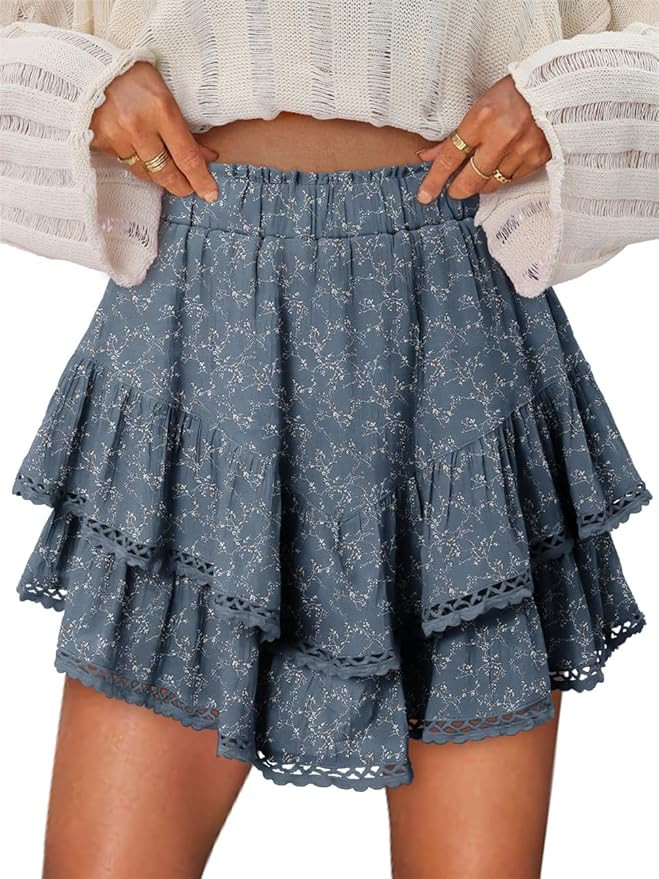 onlypuff Flowy Shorts for Women Ruffle Skorts Mini Skirts High Waisted Teen Gilrs Tennis Skort Su... | Amazon (US)