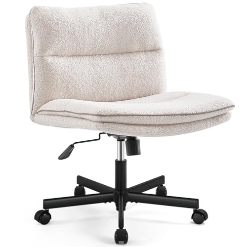 EMIAH Armless Office Desk Chair No Wheels PU-Padded Vanity Mid-Back Ergonomic Home Computer Comfo... | Amazon (US)