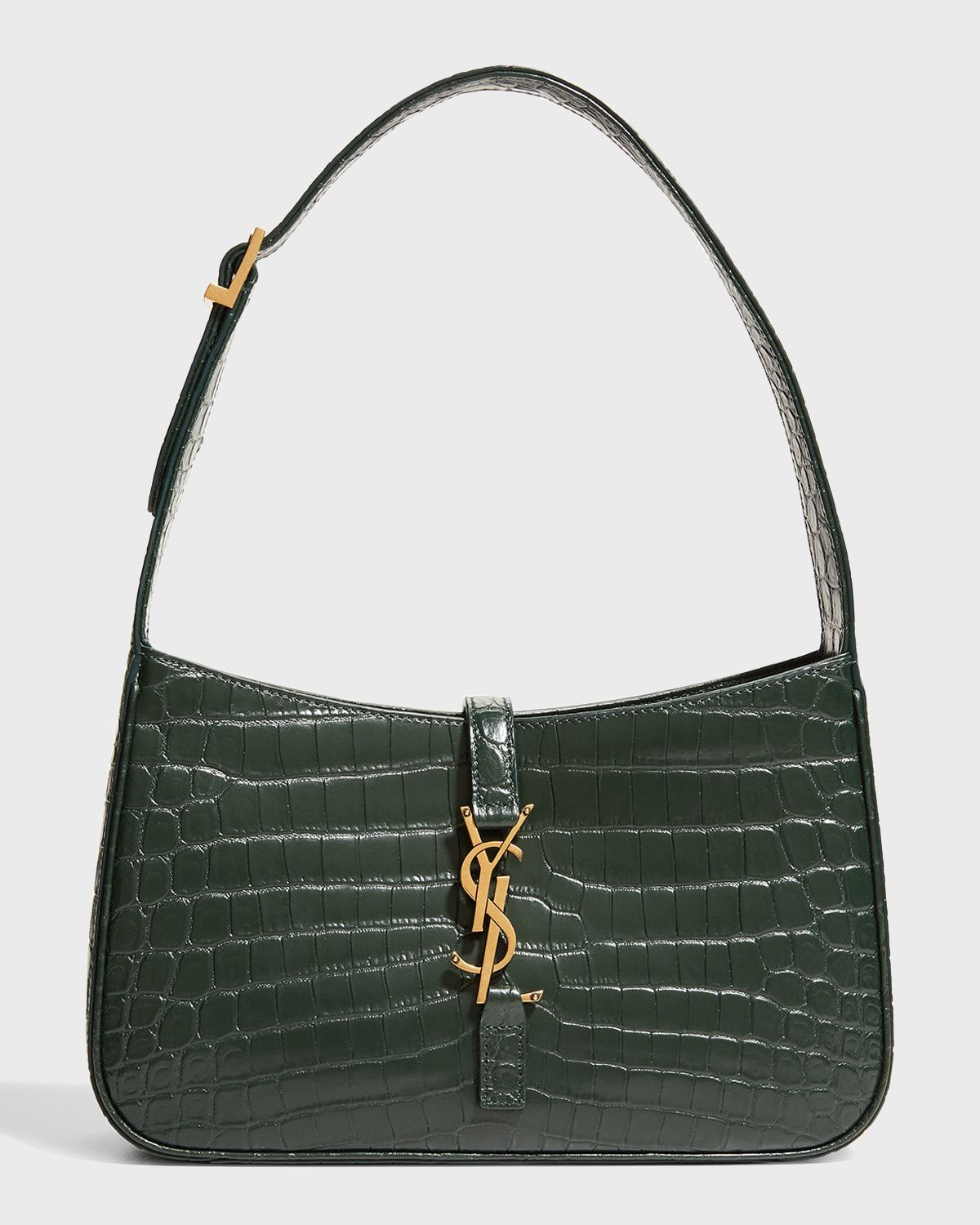 YSL Croc-Embossed Shoulder Bag | Neiman Marcus