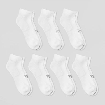 Women's Extended Size Cushioned 6+1 Bonus Pack Athletic Ankle Socks - All In Motion™ White 8-12 | Target