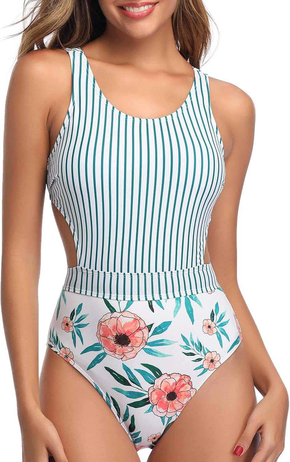 Tempt Me Women One Piece Swimsuit Cutout High Neck Printed Tummy Control Bathing Suit | Amazon (US)