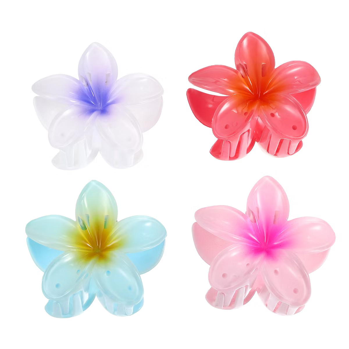 Unique Bargains Girls Claw Hair Clips Flower Shape Hair Accessories Purple Pink Red Blue 4 Pcs | Target