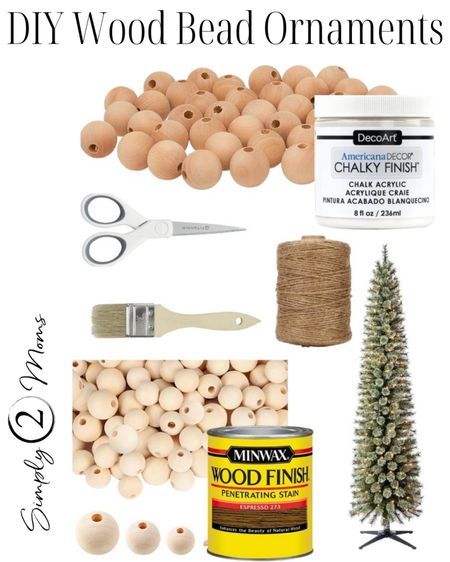 All the supplies you need to make easy DIY wood bead ornaments for your Christmas tree. Affordable craft project that takes under an hour. Stain or paint beads to match your home aesthetic. Decorate a slim tree with these fun accents. #Christmastree #ornament #Christmascrafts 

#LTKhome #LTKSeasonal #LTKHoliday