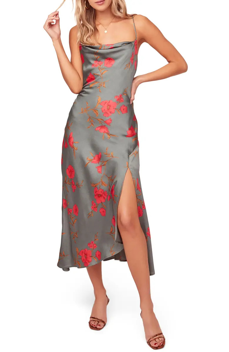Gaia Strappy Bias Cut Satin Midi DressASTR THE LABEL | Nordstrom