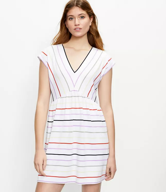 Striped V-Neck Swing Dress | LOFT