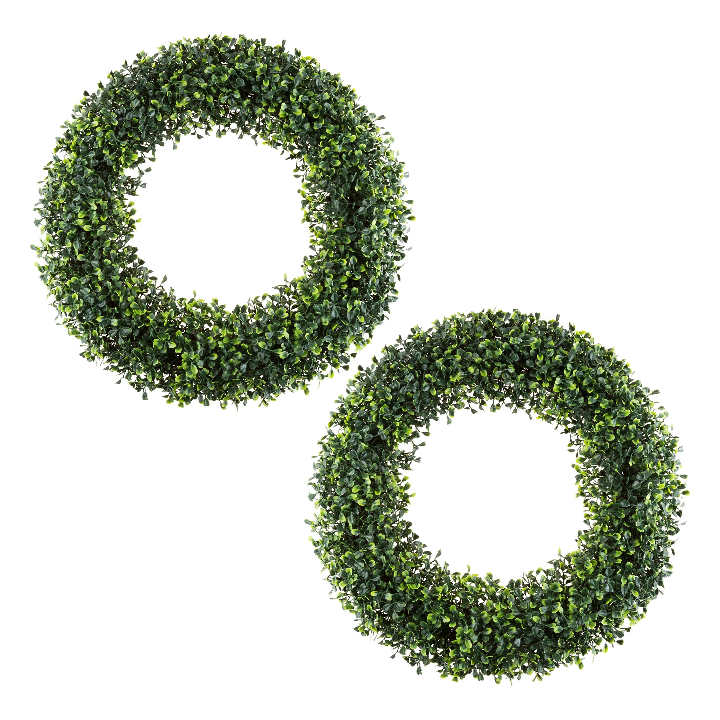Pure Garden Set of Two 19.5-Inch Indoor/Outdoor Artificial Boxwood Wreaths | Walmart (US)