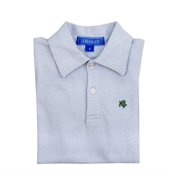 Bailey Boys Short Sleeve Stripe Henry Polo - Light Blue | Ellifox