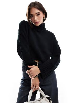 ASOS DESIGN cropped turtle neck sweater in black | ASOS (Global)