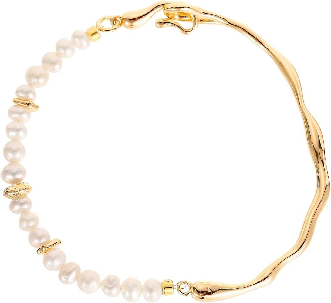Myrvynte 14k Gold Pearl Bracelets for Women with Natural Freshwater Pearls, Dainty Fashionable Go... | Amazon (US)