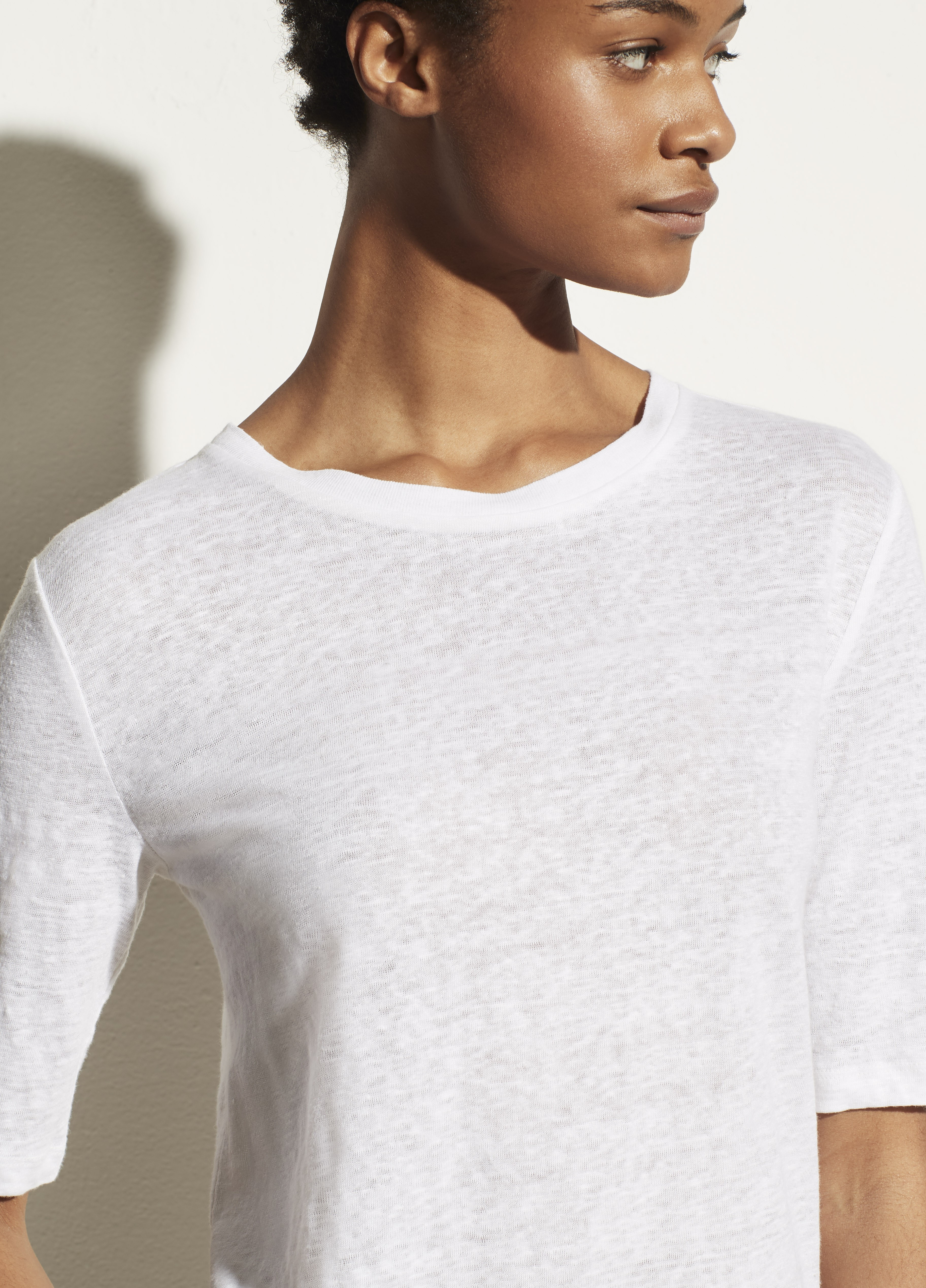 Linen Relaxed Elbow Sleeve Crew | Vince LLC