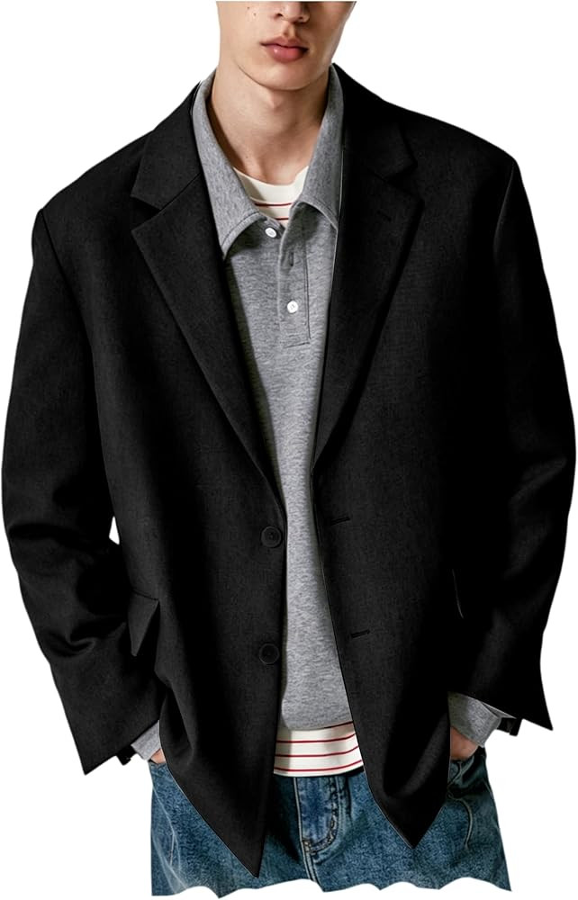 Men's Oversized Casual Blazer, Relaxed Fit Two-Button Suit Jacket Sport Coat for Business & Daily... | Amazon (US)
