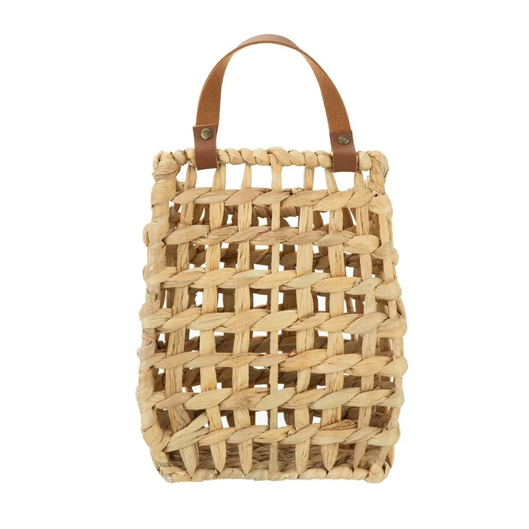Better Homes & Gardens Water Hyacinth Hanging Basket with Faux Leather Strap | Walmart (US)