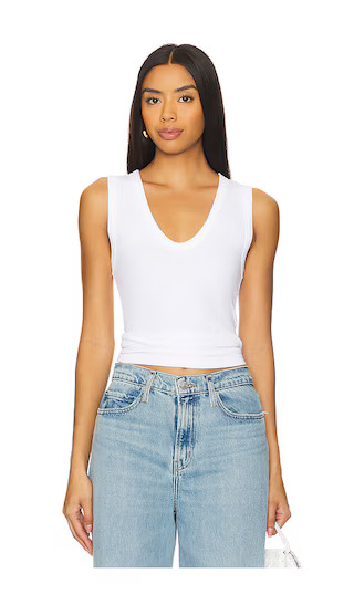 Textured Rib Sleeveless U in White | Revolve Clothing (Global)