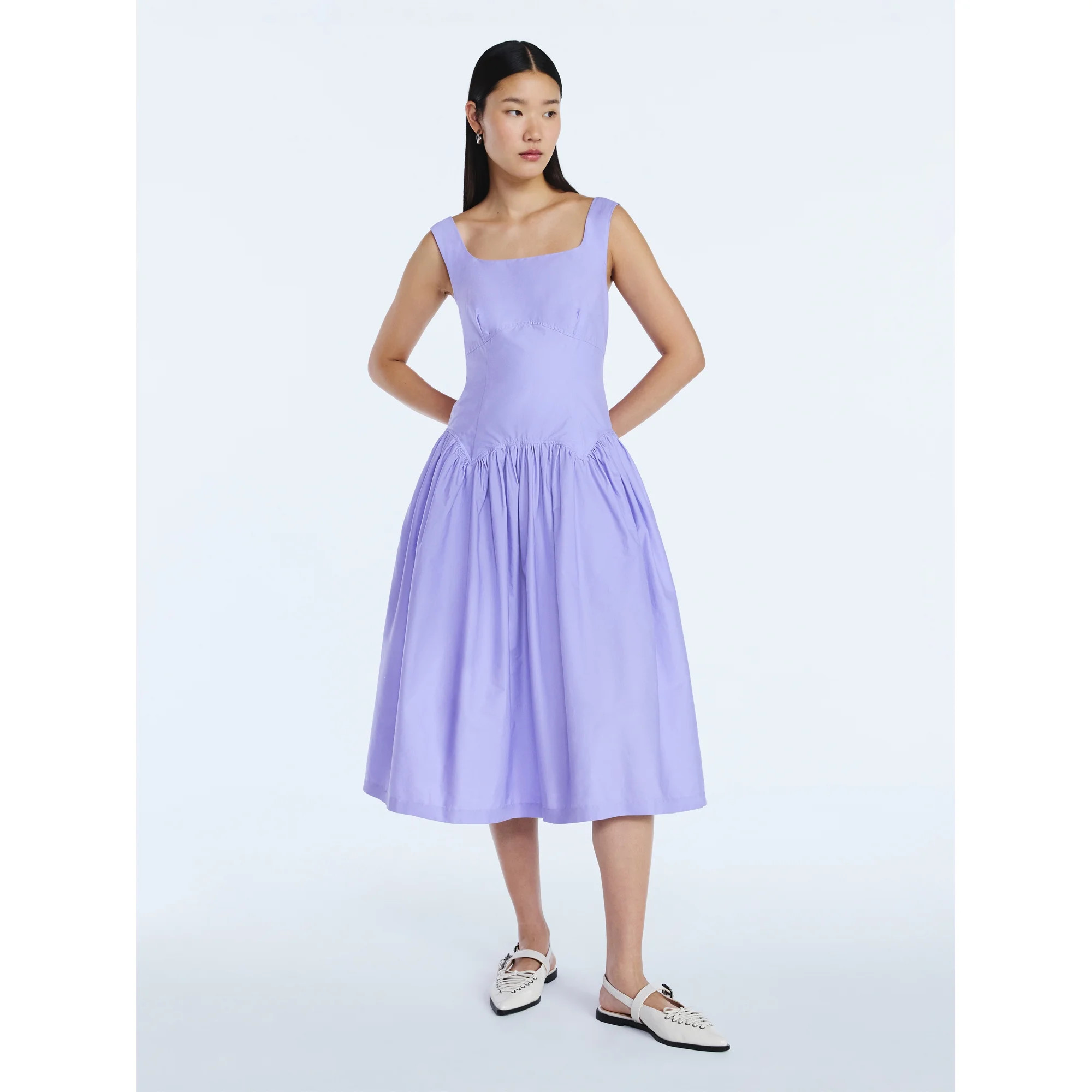 Scoop Women’s Cotton Maxi Dress with Bow Back, Sizes XS-4X | Walmart (US)