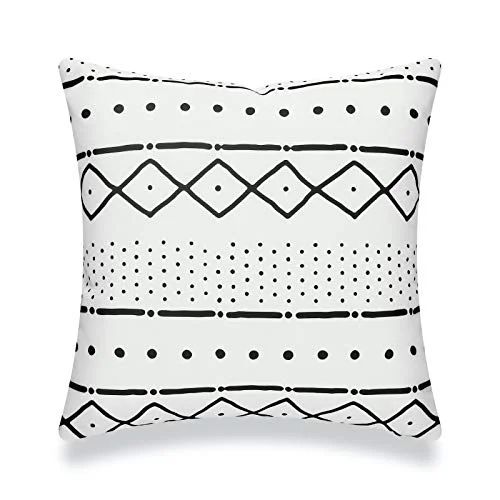 Hofdeco Mudcloth Inspired Patio Indoor Outdoor Pillow Cover ONLY for Backyard, Couch, Sofa, White... | Walmart (US)