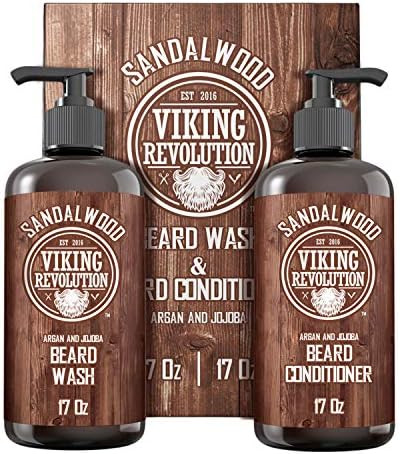 Beard Wash & Beard Conditioner Set w/Argan & Jojoba Oils - Softens & Strengthens - Natural Sandalwoo | Amazon (US)