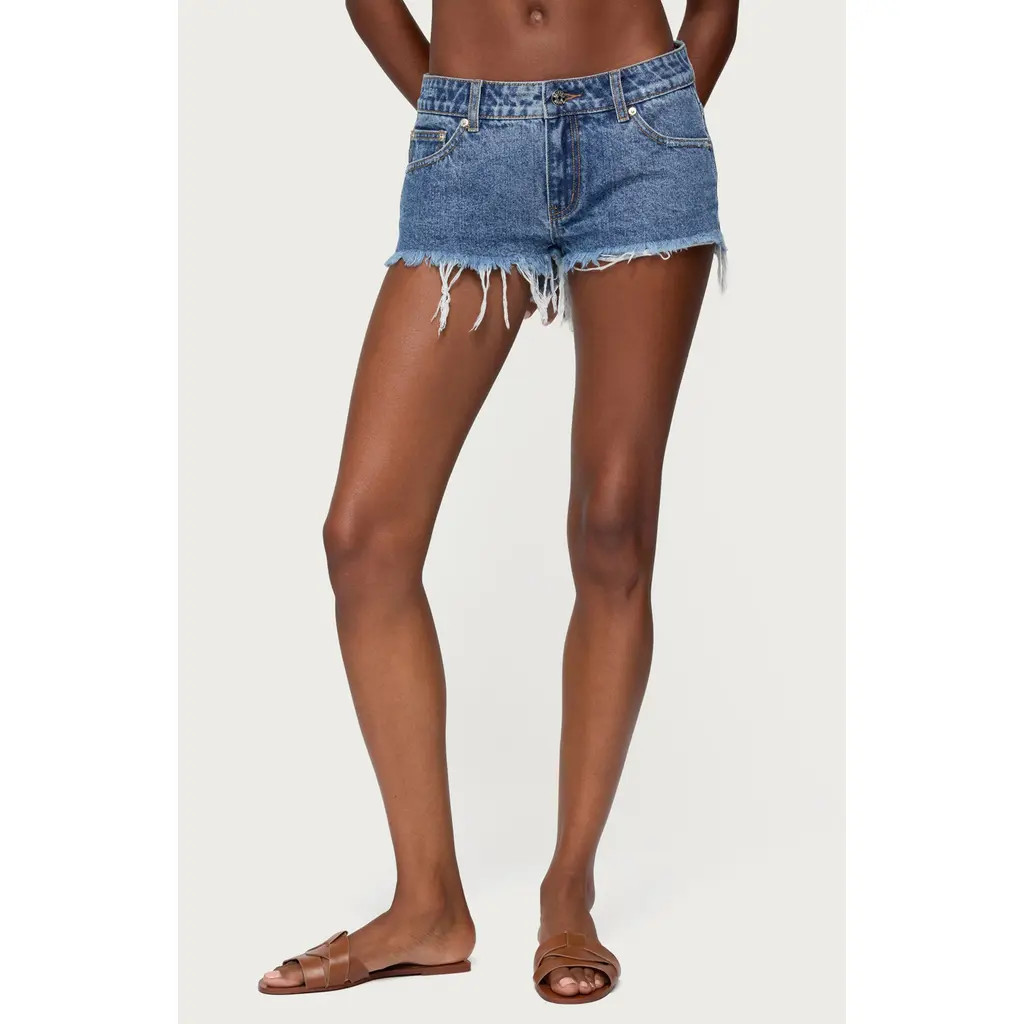 EDIKTED Cutoff Denim Shorts in Blue at Nordstrom, Size Small | Nordstrom