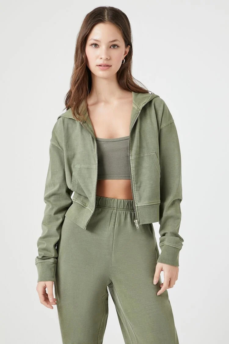 Drop-Sleeve Zip-Up Hoodie | Forever 21