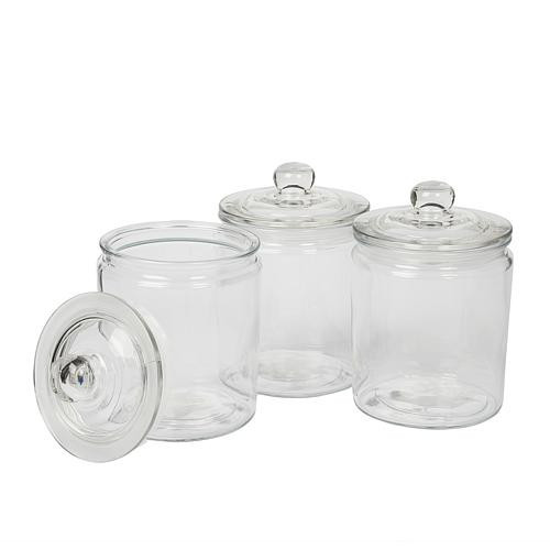 Mason Craft and More 2L Apothecary Glass Jars w Glass Lids - Set of 3 | HSN