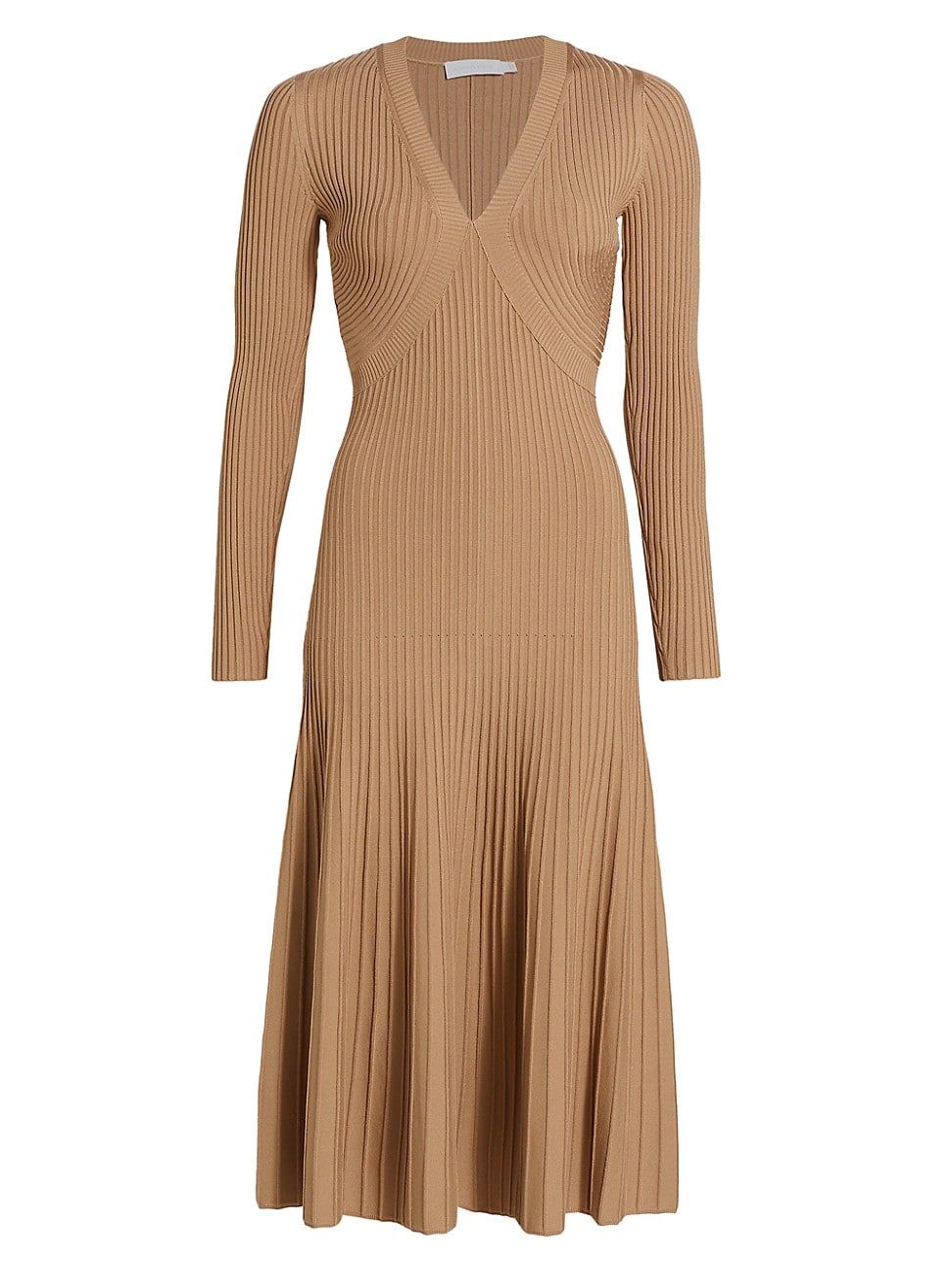 Women's Melba Compact-Ribbed Midi-Dress - Nutmeg - Size Large | Saks Fifth Avenue