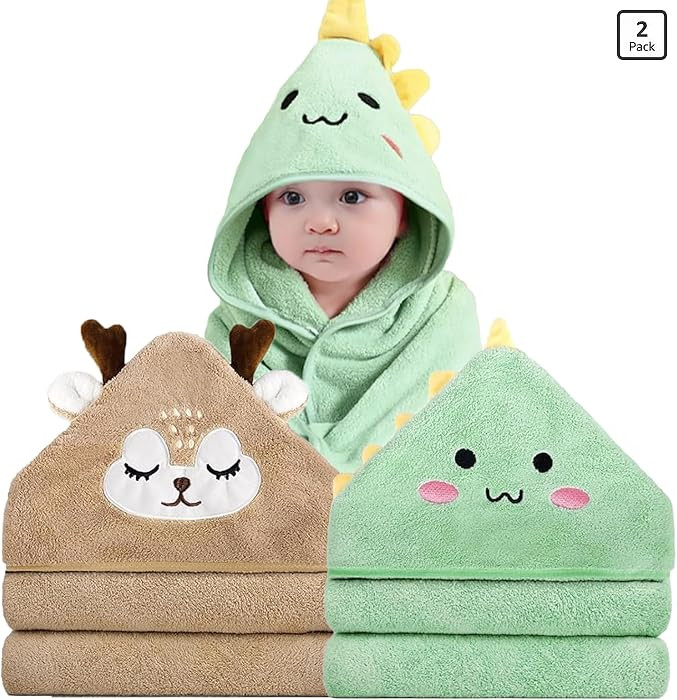 2 Pack Hooded Baby Towels - Premium Ultra Soft Organic Baby Bath Towel – Absorbent and Hypoalle... | Amazon (US)