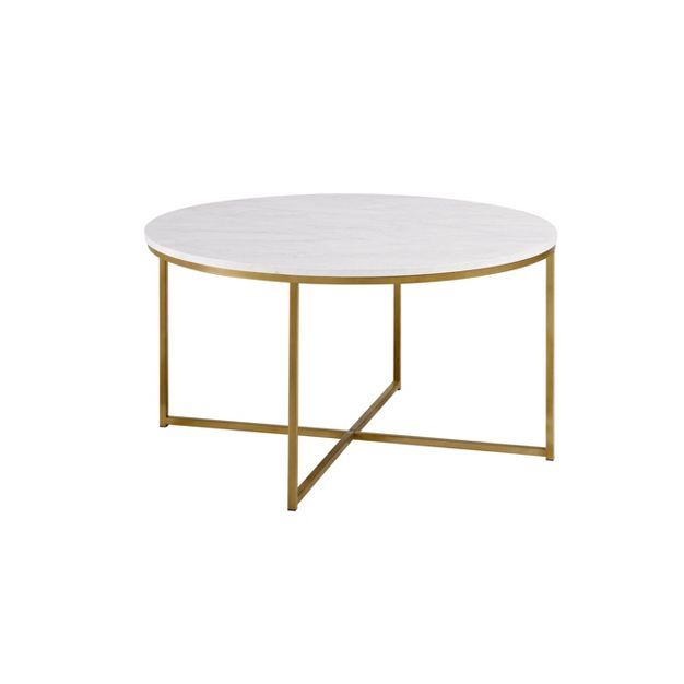 Vivian Glam X Leg Round Coffee Table Faux Marble - Saracina Home | Target