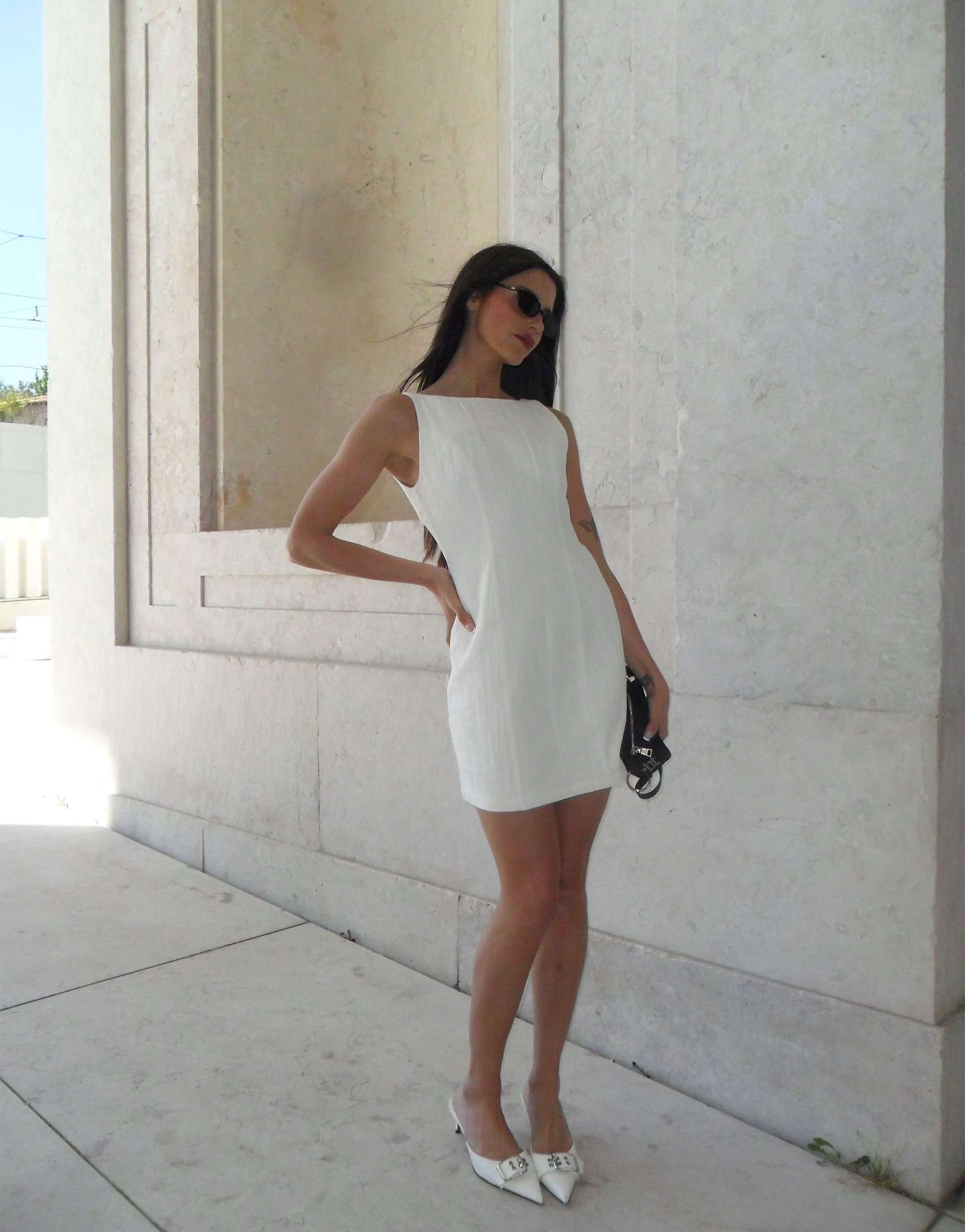 Labelrail x Barbara Ines fitted linen shift dress in off-white | ASOS (Global)