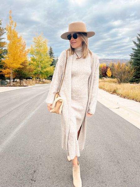 Matching rib dress and cardigan under $100 combined / loving this neutral look

#LTKfindsunder100 #LTKstyletip