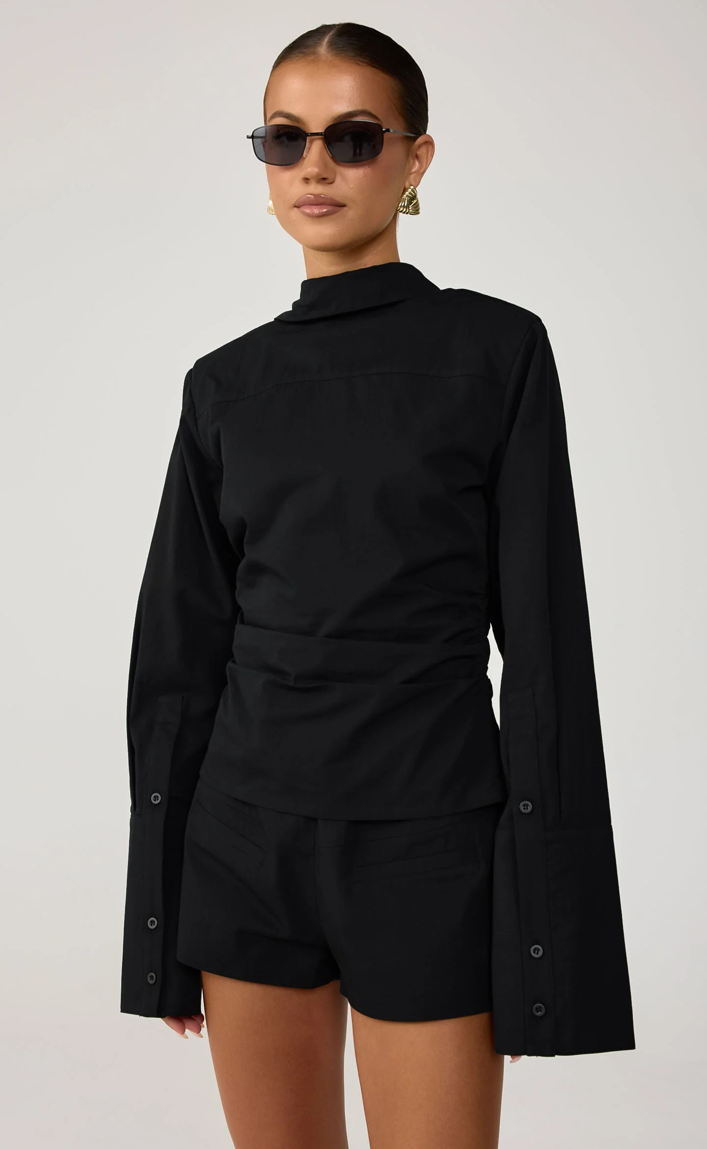 Jordynn Long Sleeve Top (Black) | Charcoal Clothing US