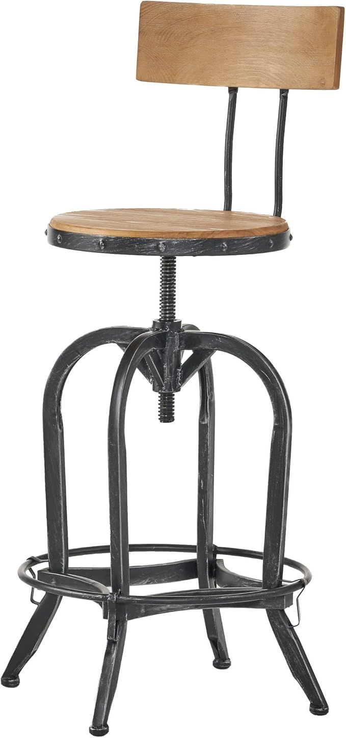 Christopher Knight Home Ximen Fir Wood Barstool with Backrest, Naturally Antique | Amazon (US)