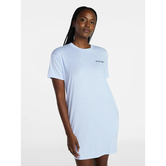 Joyspun Women's Dreamy Soft Collection Short Sleeve Sleepshirt, Sizes S/M-2X/3X | Walmart (US)