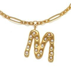"M" Pearl Initial Talisman Necklace | Sequin | Sequin