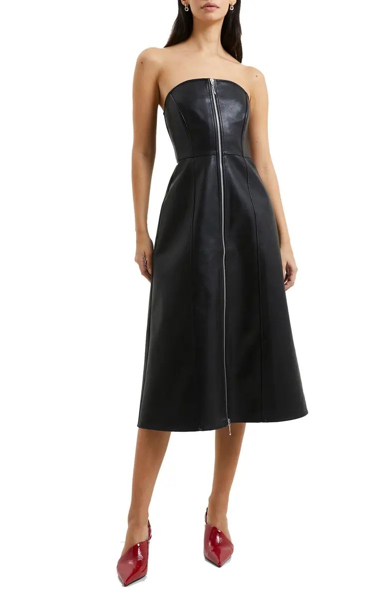 Claudia Faux Leather Zip Front Strapless Dress | Nordstrom
