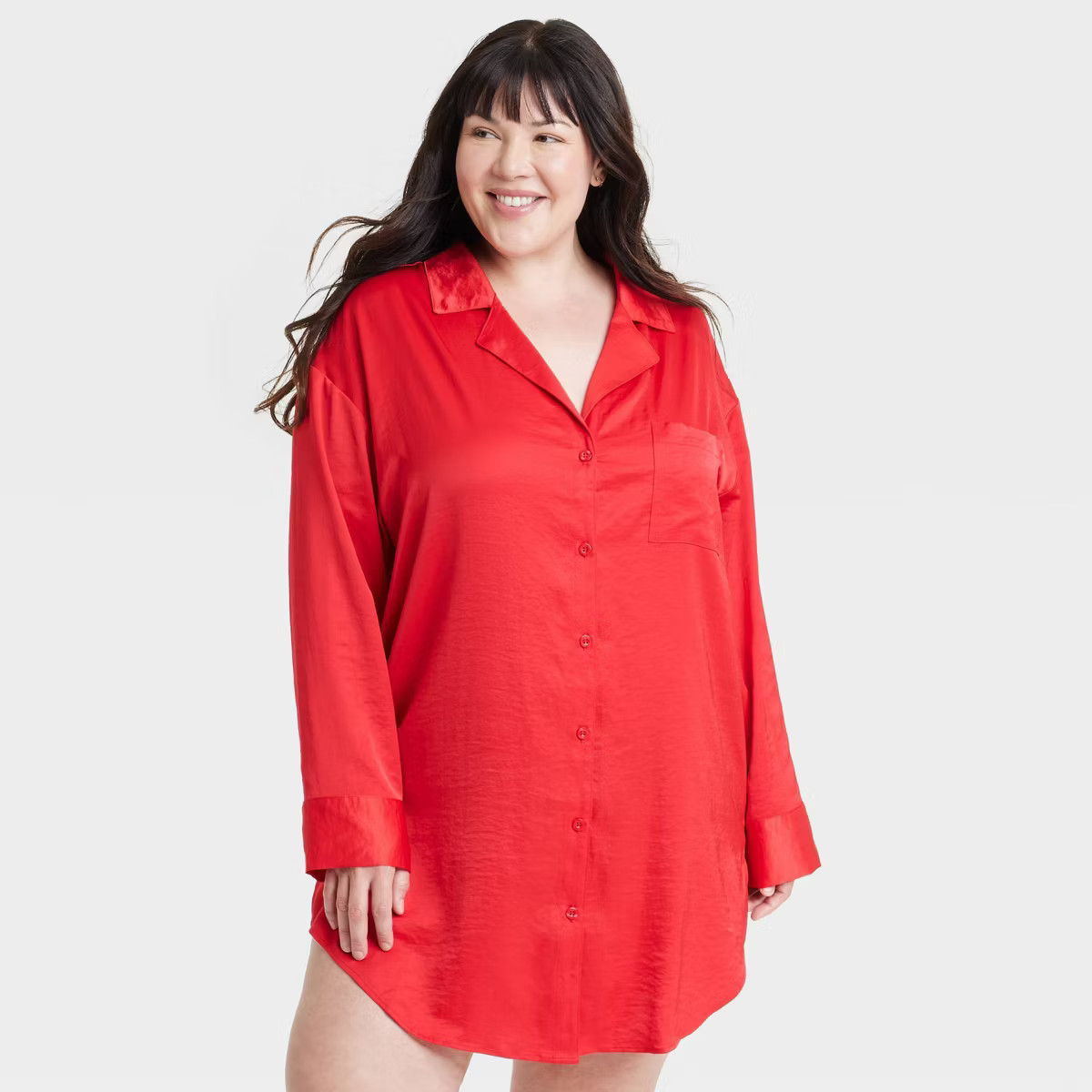 Women's Satin Notch Collar NightGown - Auden™ Red 2X | Target