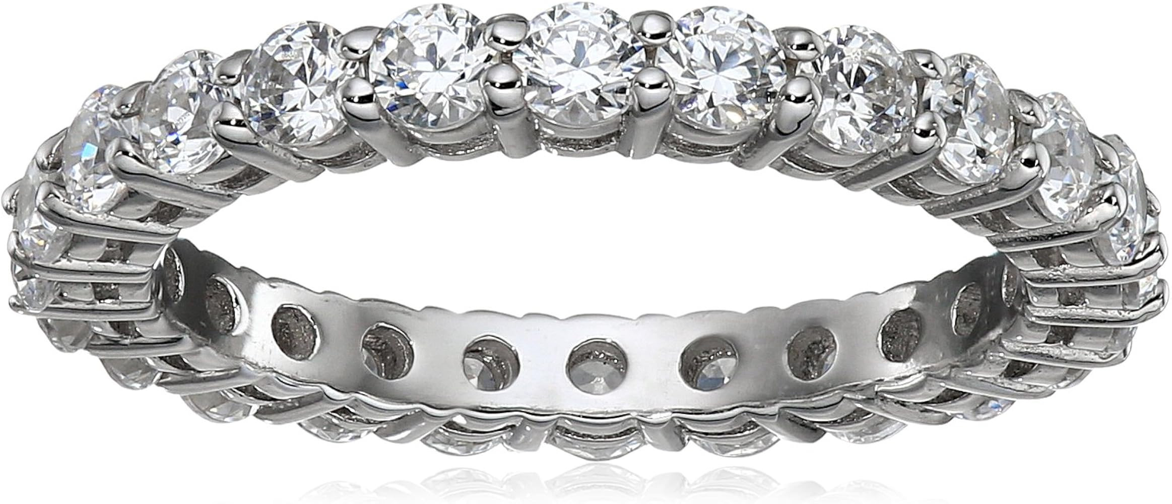 Platinum or Gold Plated Sterling Silver All-Around Band Ring set with Round Swarovski Zirconia | Amazon (US)