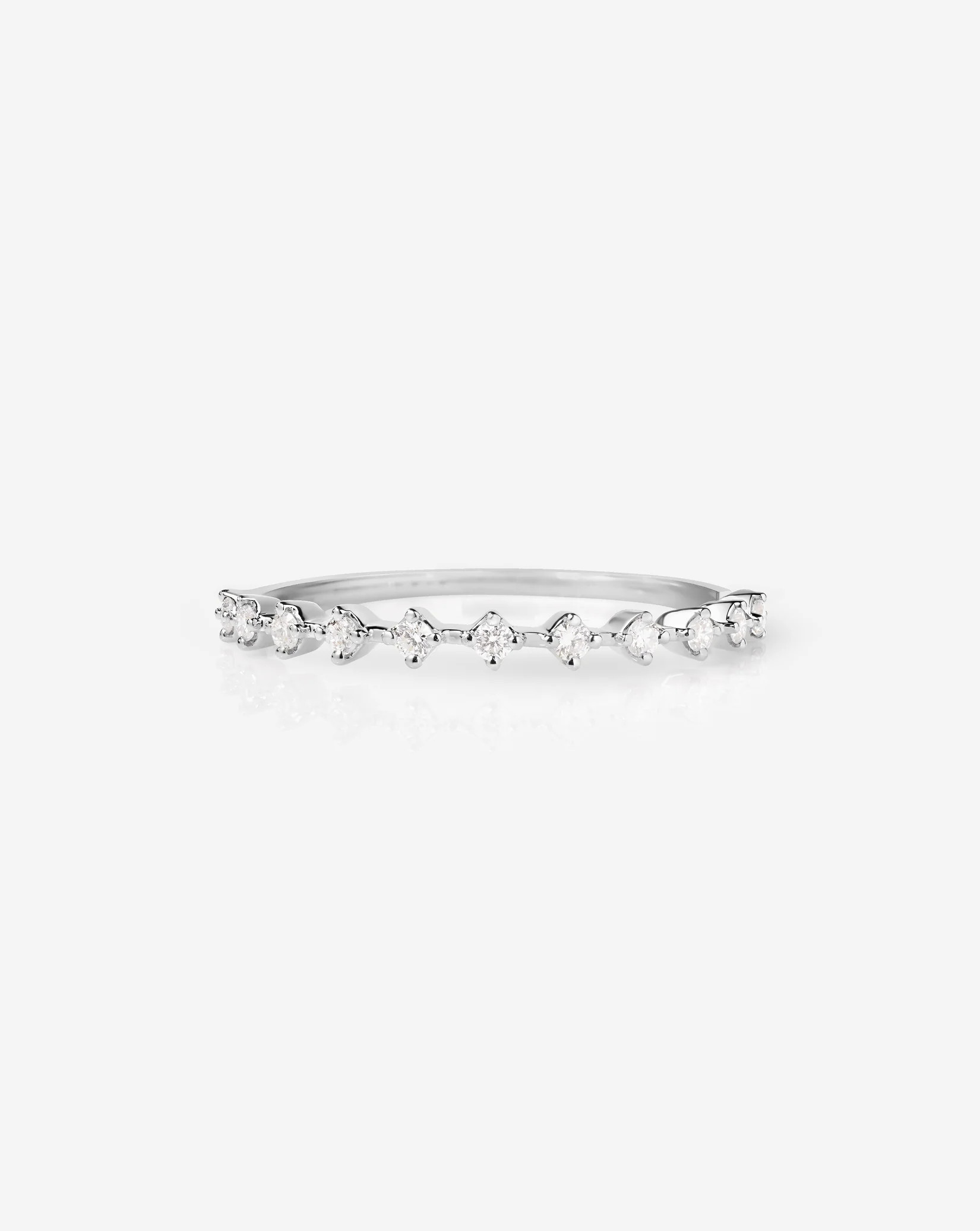 Diamond Station Stackable Ring - 14k White Gold / 8.5 | Ring Concierge
