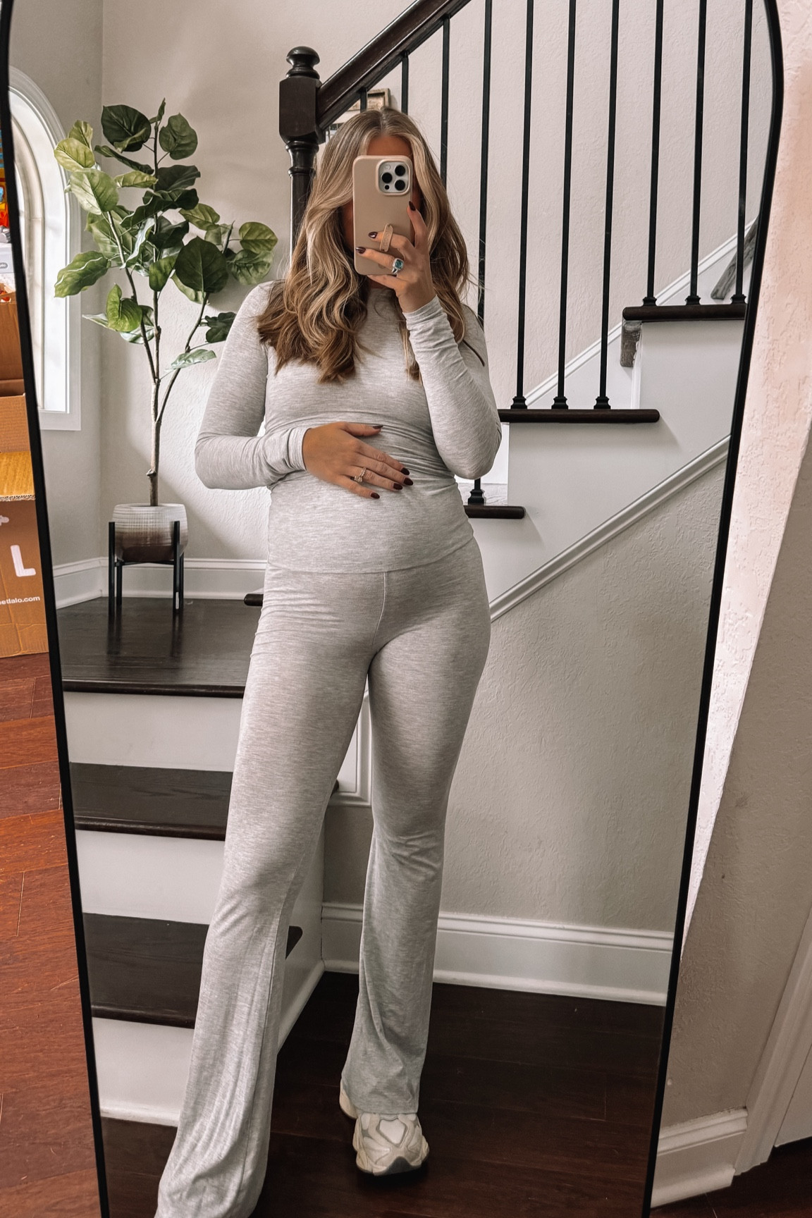 Wearing size small in this lightweight bump friendly Amazon set! 🤍 My sneakers fit TTS   

#LTKBump #LTKShoeCrush #LTKStyleTip