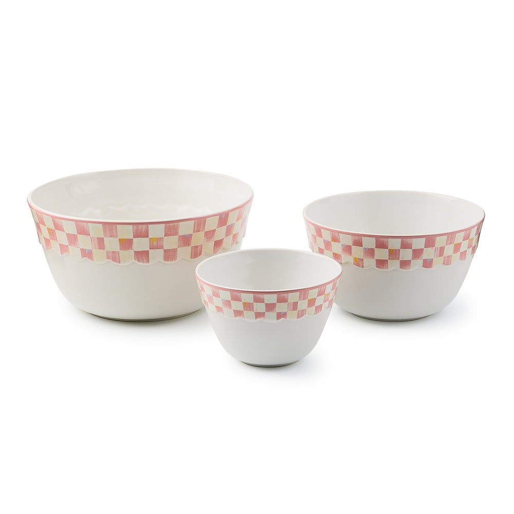 Rosy Check Everyday Mixing Bowls, Set of 3 | MacKenzie-Childs