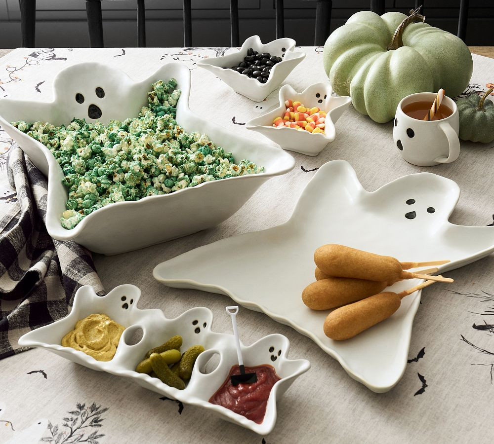 Figural Ghost Stoneware Triple Condiment Server | Pottery Barn (US)