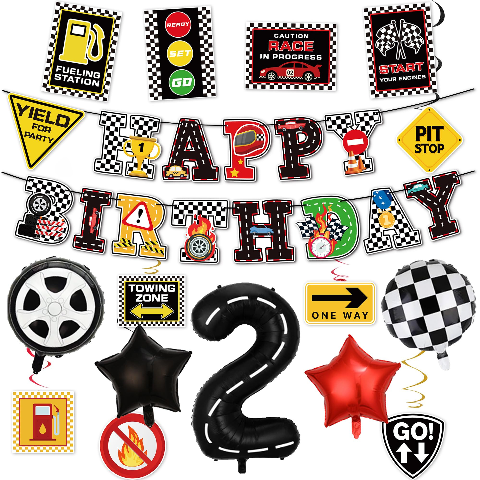 Holkcog 2nd birthday decorations, Two Fast Race Car Theme, Birthday Party Decorations for 2 years... | Amazon (US)