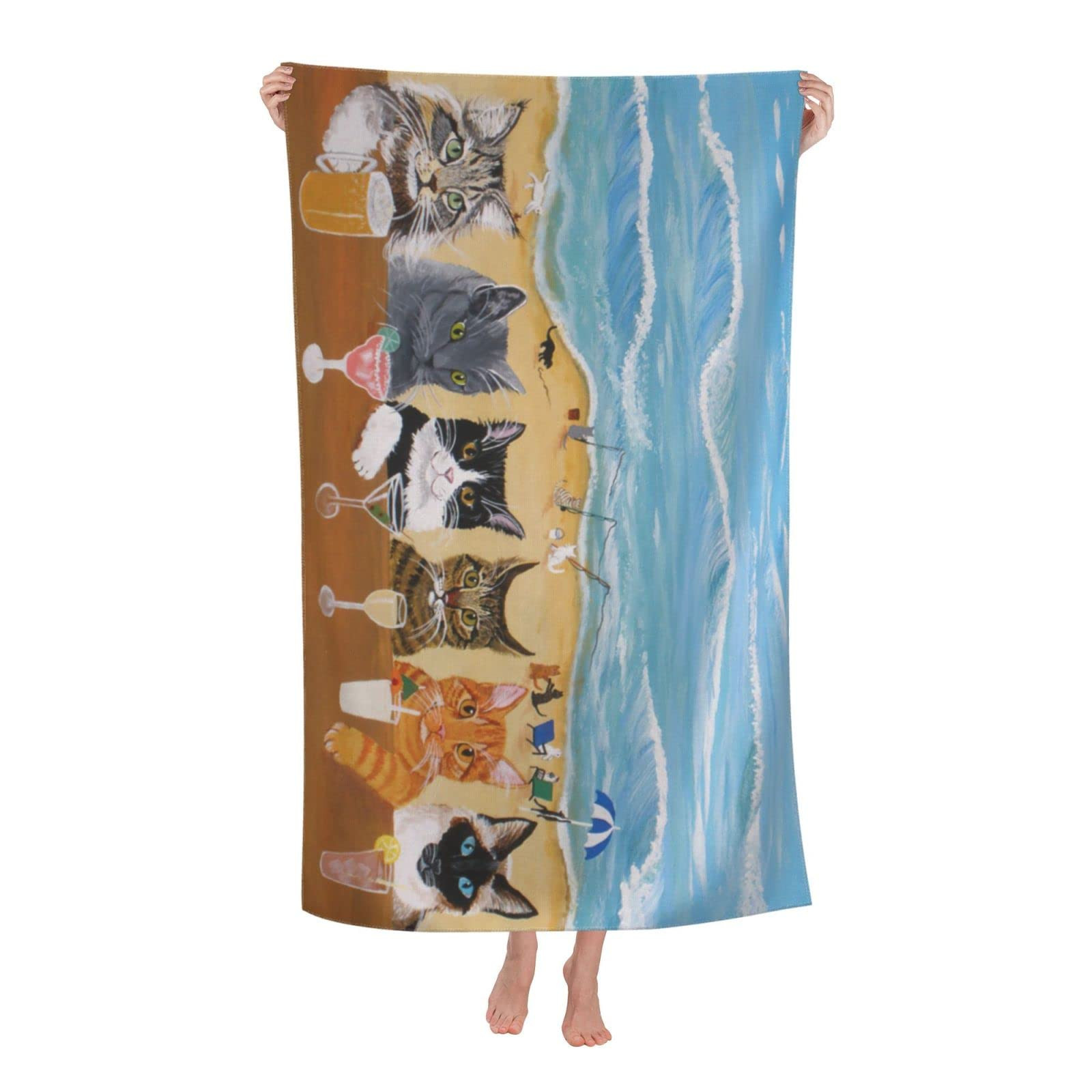 Cat Beach Towel for Women, Microfiber Beach Towels for Adults, Cute Personalized Beach Towels Bul... | Amazon (US)