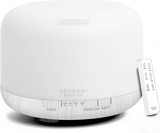 ASAKUKI 500ml Premium Essential Oil Diffuser with Remote Control, 5 in 1 Ultrasonic Aromatherapy ... | Amazon (US)