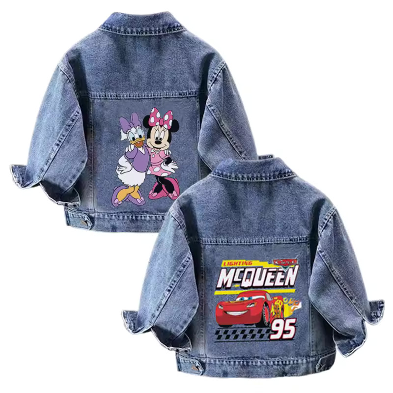 Disney Boys Girls Denim Jacket Children's Minnie Daisy Lightning Mcqueen Cartoon Long Sleeve Fash... | AliExpress (US)