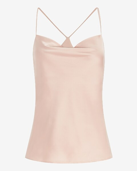 Satin Racerback Cowl Neck Cami | Express