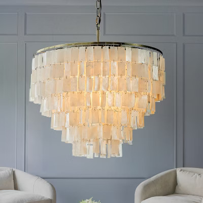 ALOADECOR 6-Light 23.6" Bronze Modern Coastal Capiz Tiered Chandelier  Farmhouse Natural Seashell Pendant Light For Dining Room | Target