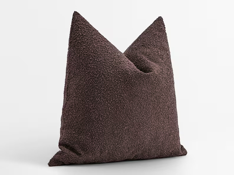 Chocolate Pillow Cover • Euro Sham Cover • Boucle Throw Pillow • Chocolate Brown Textured S... | Etsy (US)