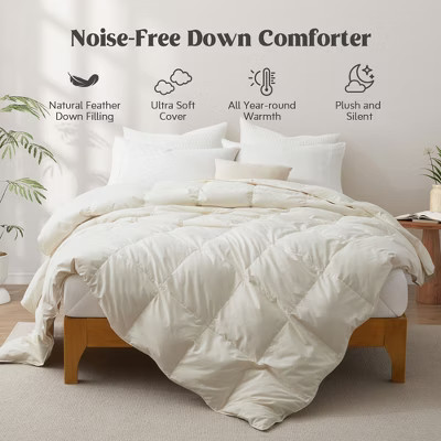 Peace Nest Ultra Soft Noiseless Down Comforter, Natural All Season Duvet Insert, Ivory, Twin, 68x88" | Target