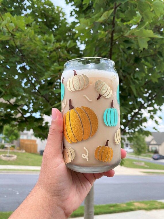 Pumpkin Patch Glass Can Cup Fall Coffee Glass Beer Glass - Etsy | Etsy (US)