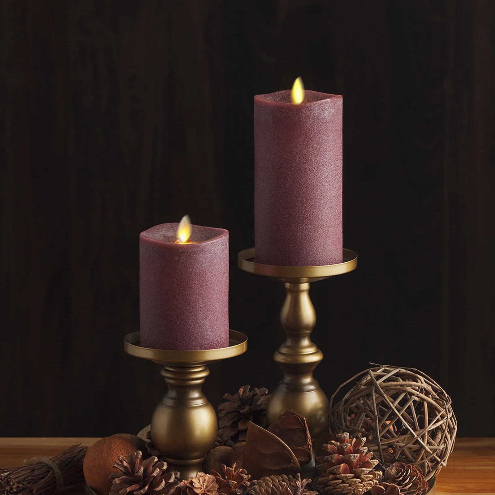 Chalky Raisin Flameless Candle Pillar | Luminara